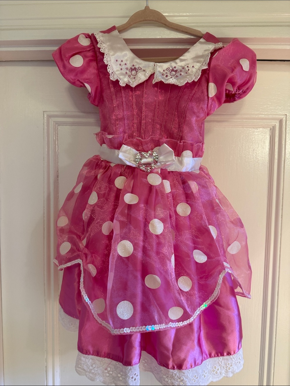 Disney Minnie Pink Polka Dot Kids Costume Vintage Dress with White Collar 3T